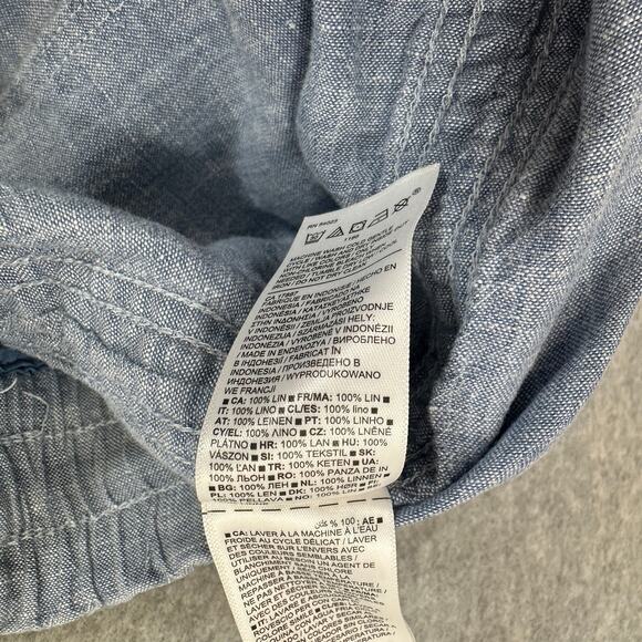 Athleta Pant Womens Size 2 Chambray Blue Cabo Linen Wide Leg Mid Rise Athletic - Picture 7 of 11